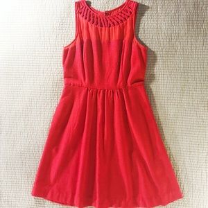 Maeve (Anthropologie) Red Lattice Neck Dress - 6